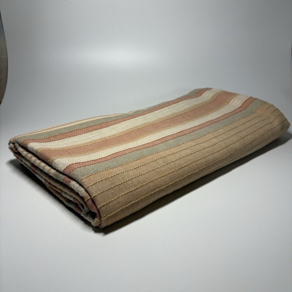 Vintage Cannon Twin Size Coverlet Retro Striped Bedspread 70’s Earth Tones - Picture 7 of 8